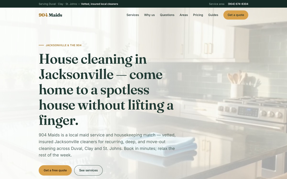 The 904 Maids homepage